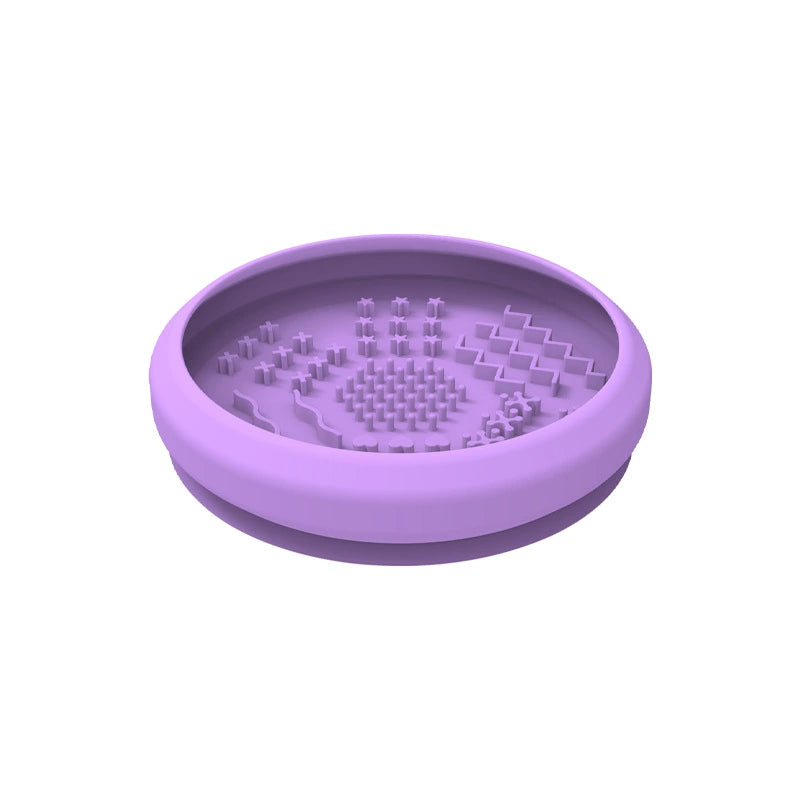 Soft pink silicone pet slow feeder lick bowl