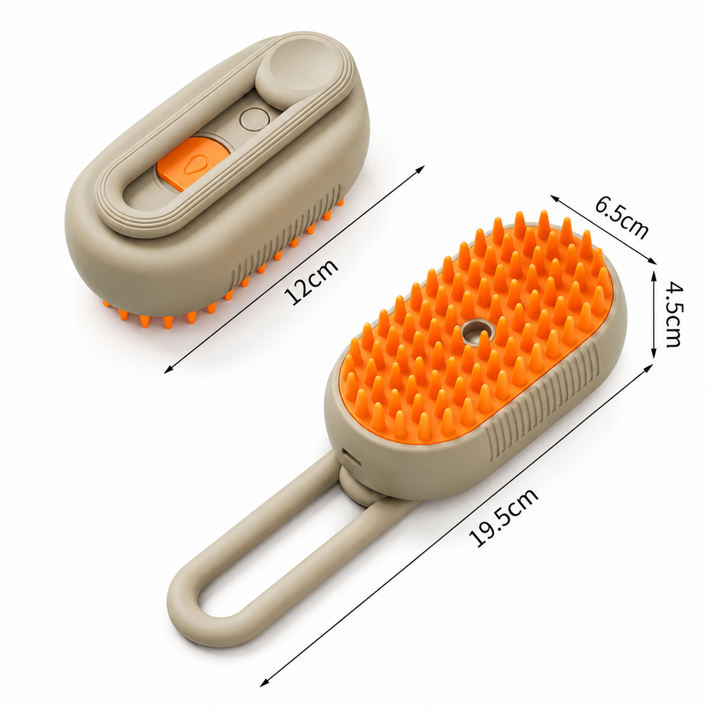 Khaki rotating handle pet grooming brush size dimensions